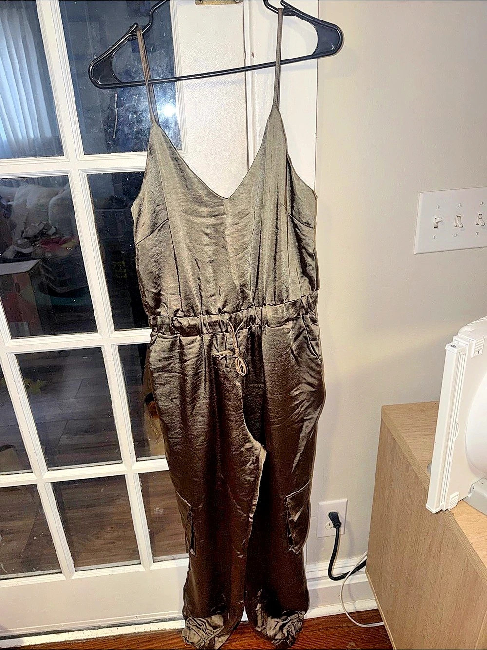 Fashion Nova Bombshell Baddie Satin Jumpsuit Brown Large NWT